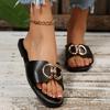 Sandals New Slippers Solid Color Decorative Square Slippers