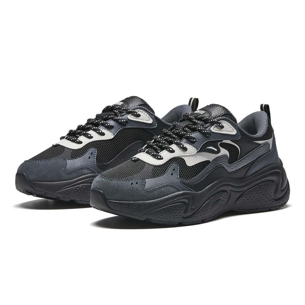 New Anta Stars Anti Slip And Wear Resistant Breathable Low Top Chunky Sneakers Women's Black Gray 922518806-5