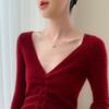 Women's Slim-Fit Cashmere Drawstring Waist V-Neck Sweater - Autumn/Winter 2025 Collection