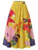 Women's Fashion Floral Print Loose Half Skirt High Waist Beach Extra Long Dress