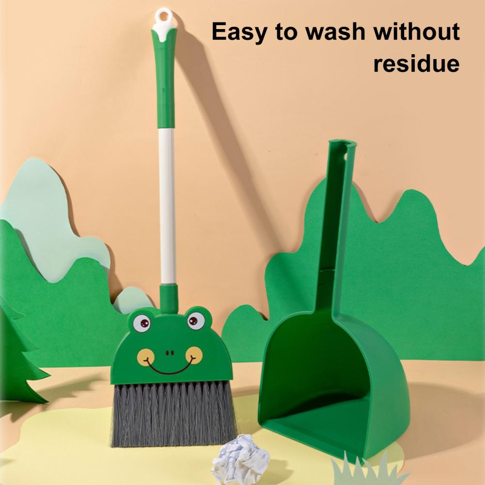 54cm Kids Broom and Dustpan Set Cleaning Brush Cartoon Animal Shape Toddler Broom Dustpan Set Children Cleaning Toy Accessories