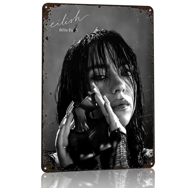 Billie Eilish Eilish Perfume Personalized D Textured Metal Poster Wall Art Tinplate Sign for Bar Accessories Home Decor Items