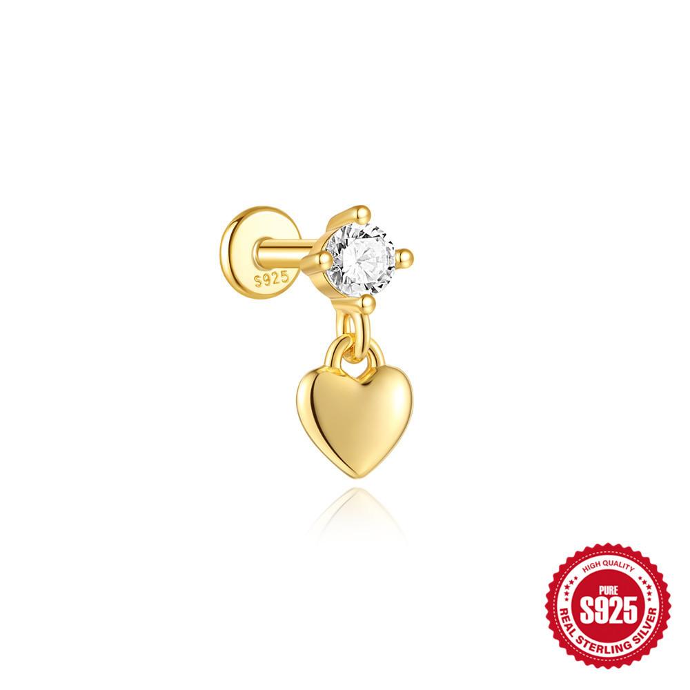 S925 Sterling Silver Daily Wear Quad Star Love Color Flower Diamond Cartilage Spiral Piercing Earrings 2026