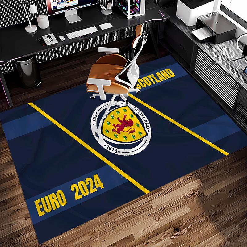 1pc Football Club Logo Print Area Rug - Soft, Washable Non-Slip Indoor Mat for Office Chairs, Living Room, Home Office Decorative Rug