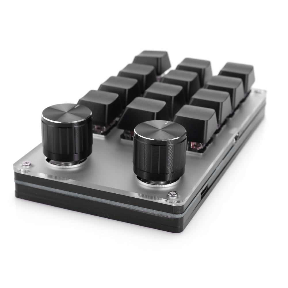 12 Key 2 Knob Programming Macro Knob Keyboard Bluetooth-Compatible/Wired Red Switches for Gamers/Designers/Video Editor