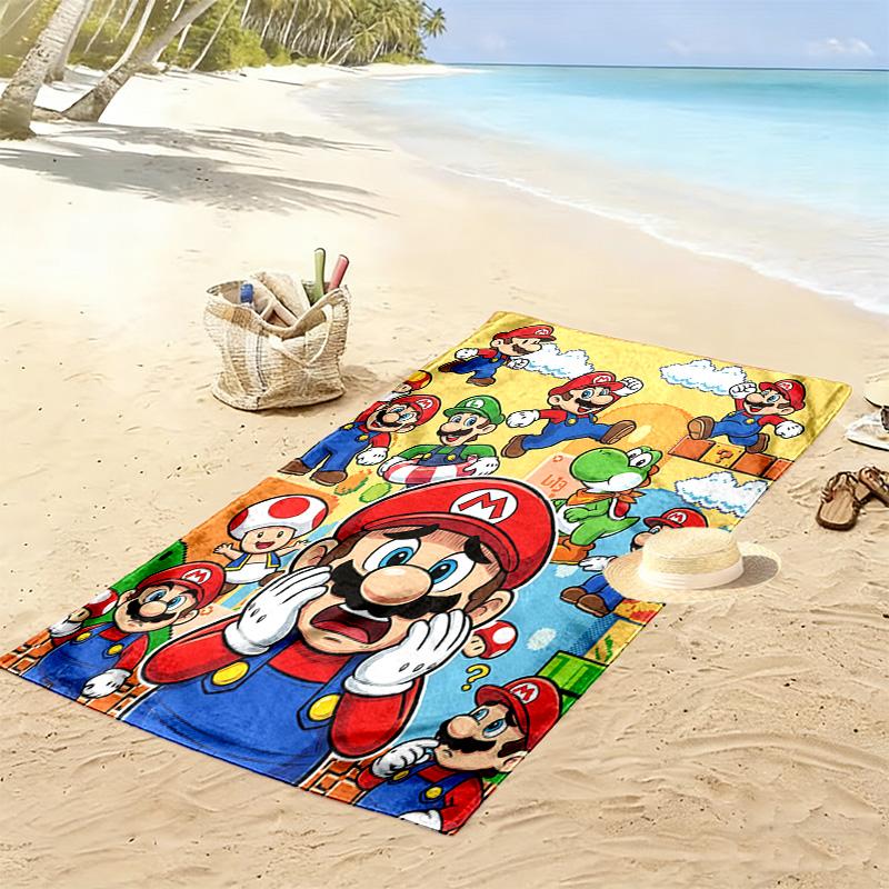 Super Bros Print Beach Towel, Large Soft Quick Dry Towel for Beach Camping Swimming