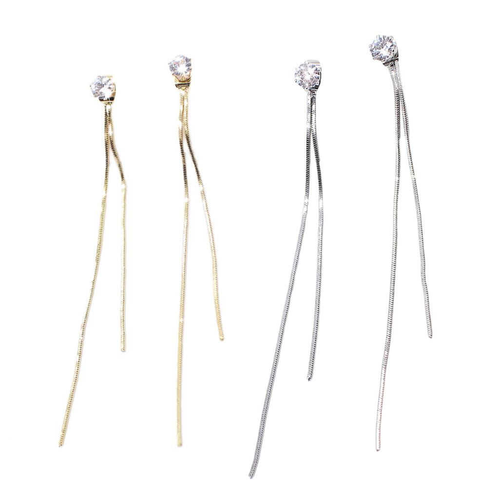 Earrings Long Tassel Glitter Stylish Zircon Embedded Earring Fringe Personality Gold Silver Ear Dangle Wedding Decor Women