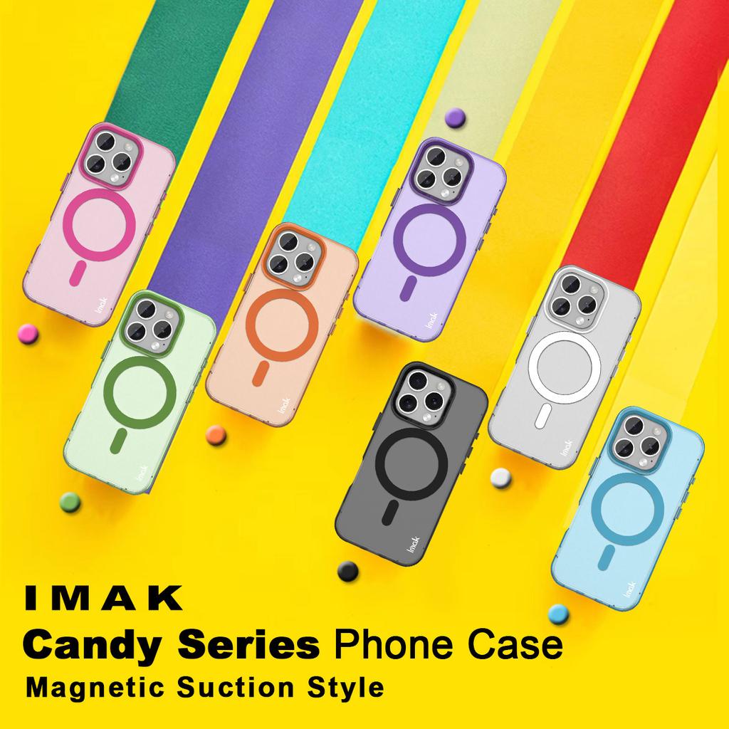 IMAK For iPhone 16 Pro Case Compatible with MagSafe Candy Color Anti Drop TPU+PET Back Cover