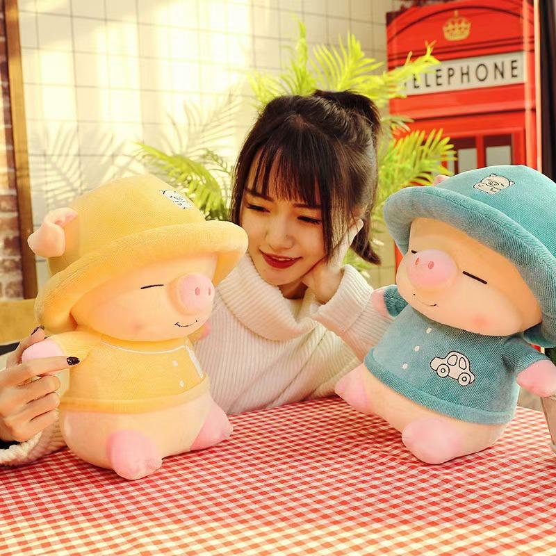 New Style Pig Doll with Hooded Hooded Plush Toy Squinting Pig Doll Children's Birthday Gift