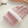 Stylish Gloves Winter with Fluffy Windproof Warm Touch Screen for Women Thermal Knitted Fur Trim