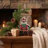 Classic Red White Decorations Christmas Tree Wooden Pendant Vintage Cartoon Ornament with Lanyards Heart Star Shaped Pendants Lightweight