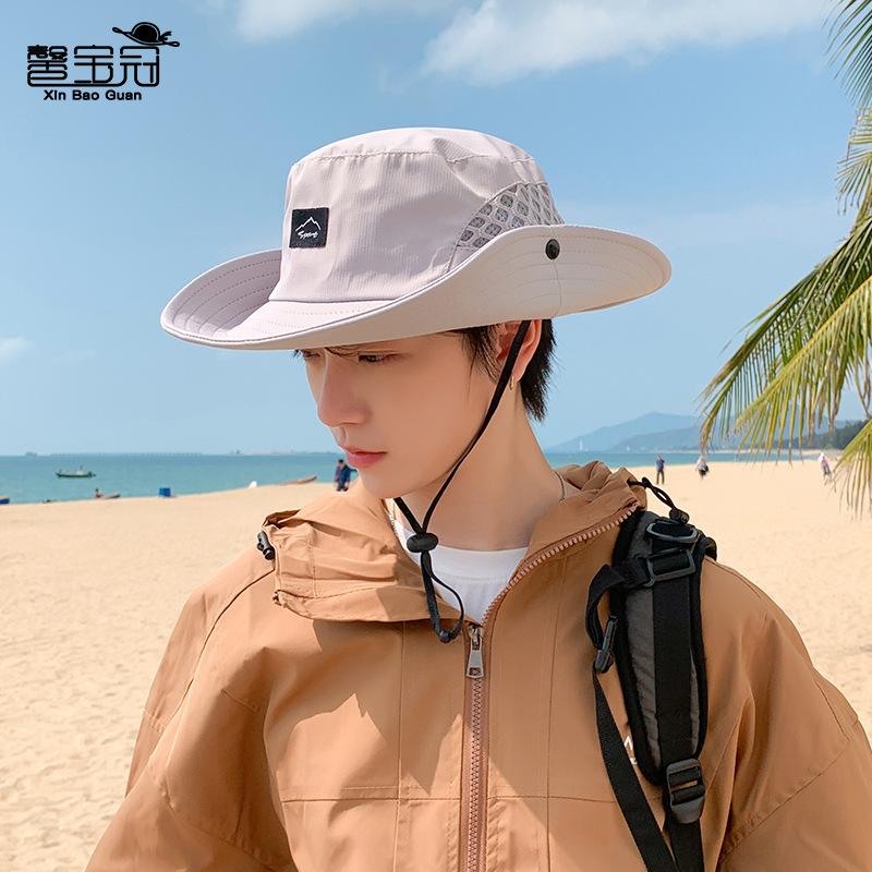 9228 Summer Men's Breathable Big-eaves Bucket Hat Outdoor Fishing Mountaineering Hat Casual Versatile Sunscreen Visor