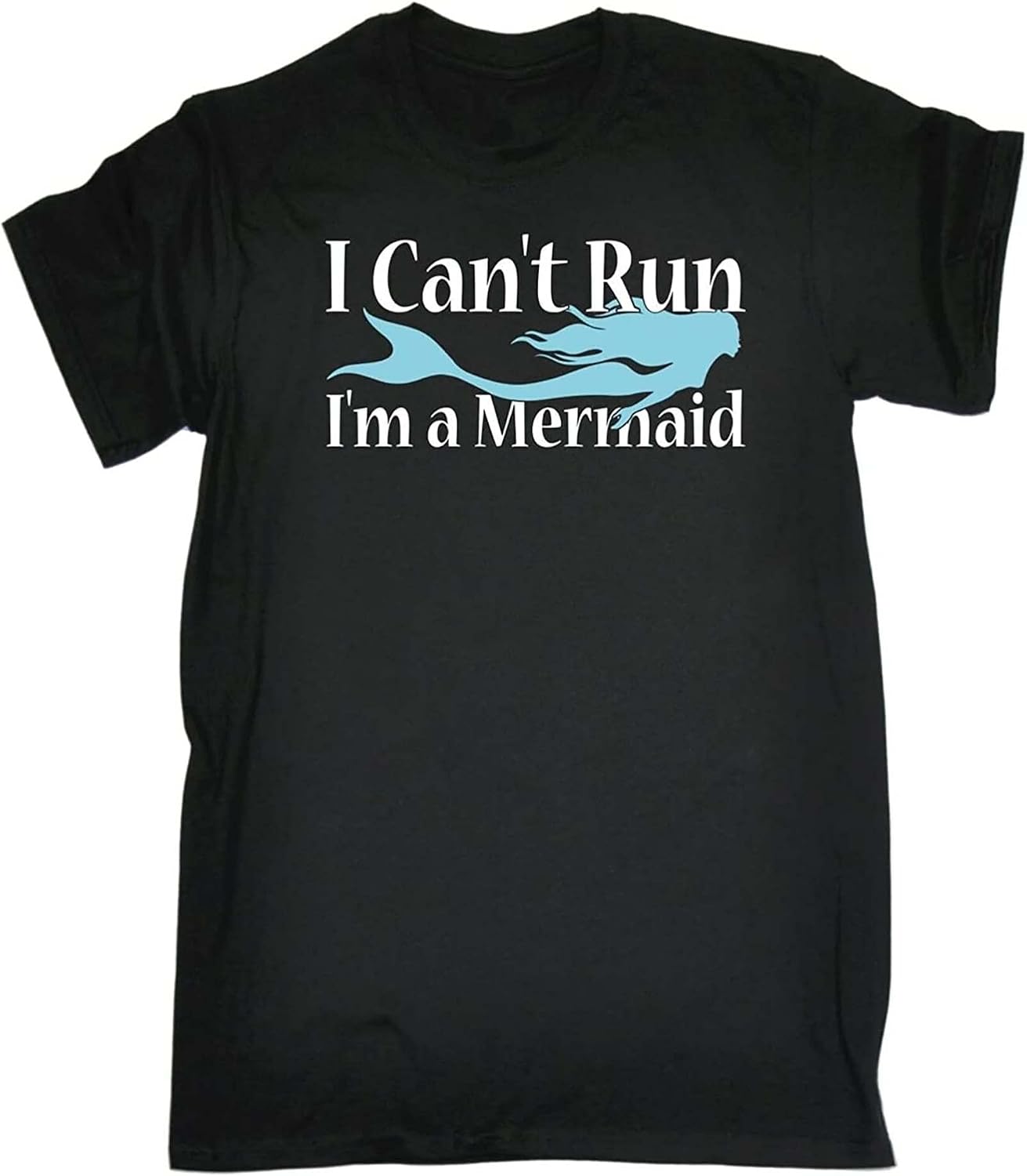 I Can t Run I m A Mermaid Funny Joke Swim Sport Slim fit t Shirt Mens Birthday for him her 3XL чёрный