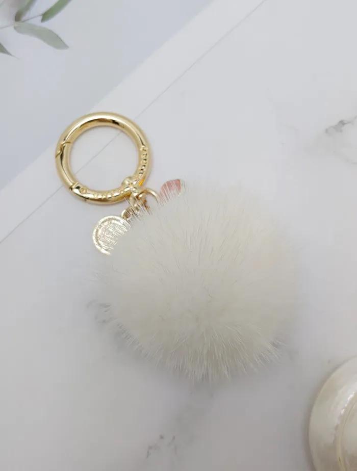 [Maia] Mink Fur Keyring & Charm - Ivory