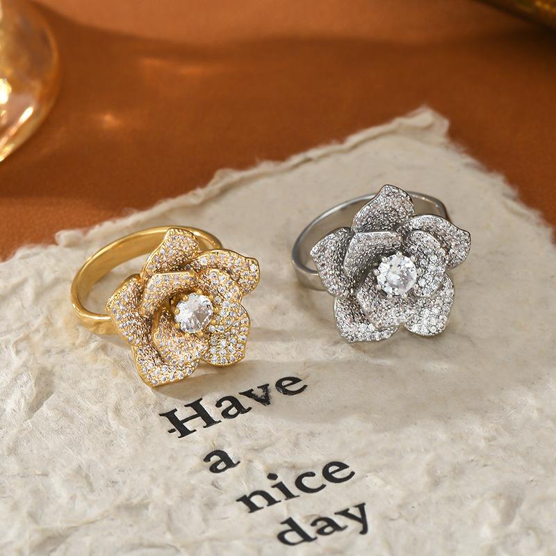 Adjustable Women's Ring Camellia Ring Fashion Personality Simple Clean Ins Style Girl Summer Beach Vacation Jewelry Finger Ring Wedding Party Jewelry