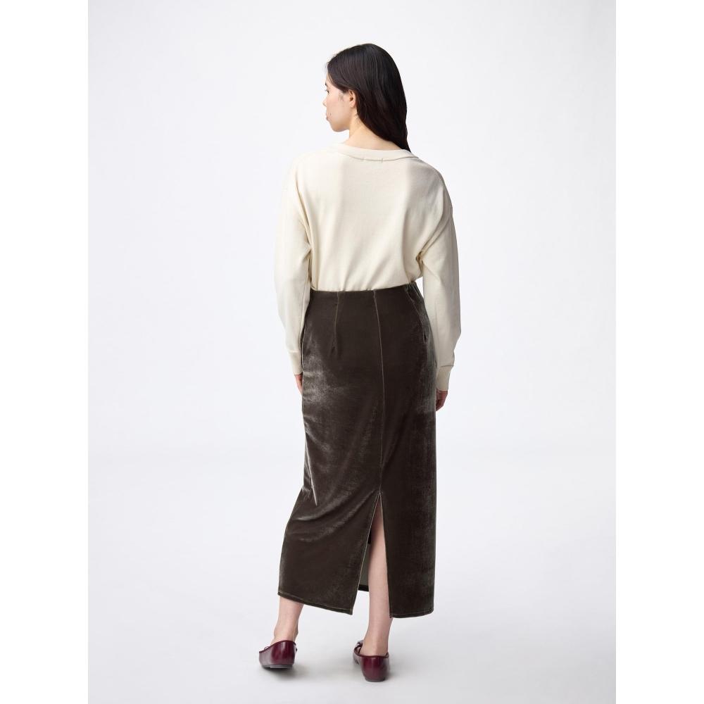 Gu By Uniqlo Velvet Narrow Maxi Skirt Z+e
