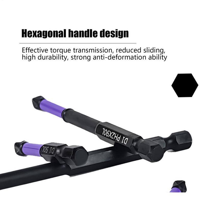 New Magnetic screwdriver Bit Set 5Pcs/set shock-absorbing Metal Screw Driver Power Tool Accessories For Electrician