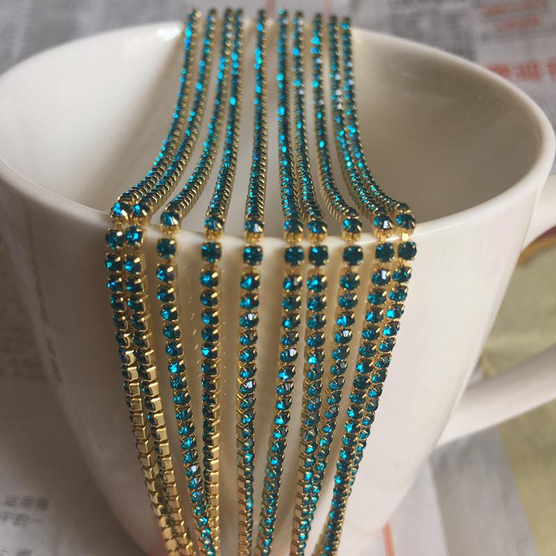 Wholesale 1-Row 1 yard SS6 Cystal Rhinestone Trim Close Cup Chain Claw DIY Jewelry Making
