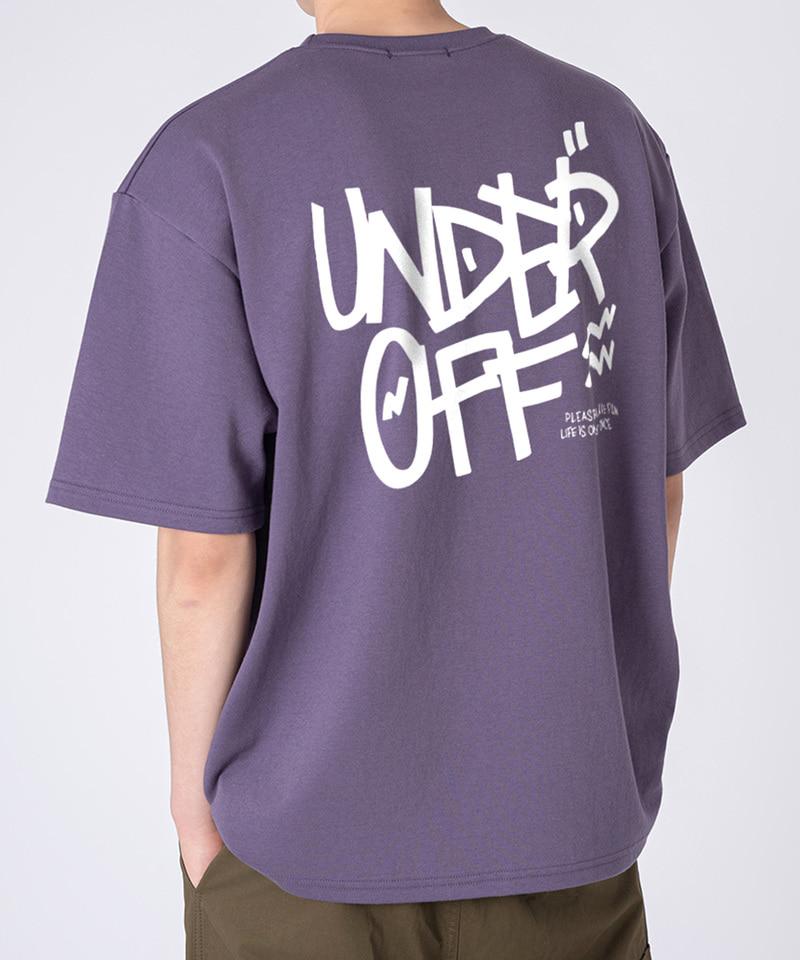UNDEROFF Oversized Rundhals Graffiti Rückenlogo Kurzarm T-Shirt Weiß Grün