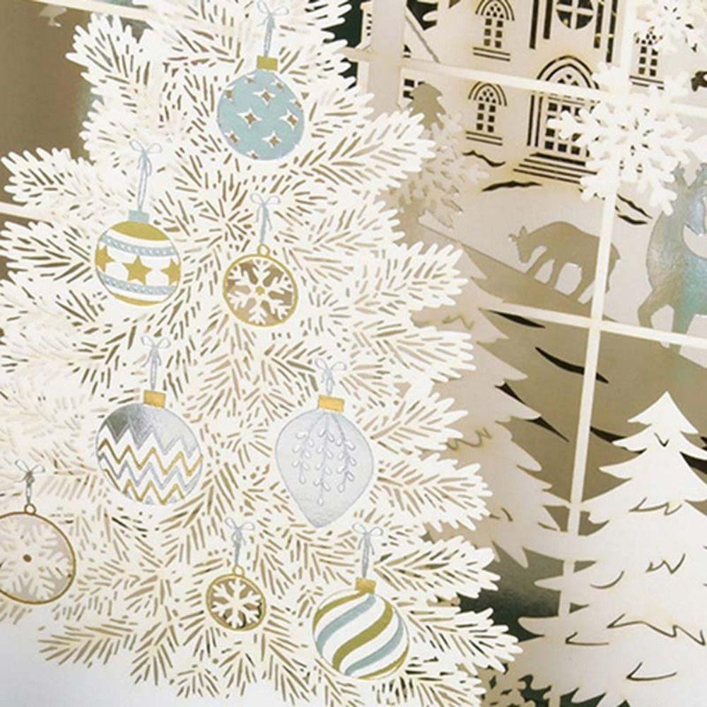 Laser Engraved Christmas 3D Greeting Card with Envelope and Postcard Thank You Letter  New Year