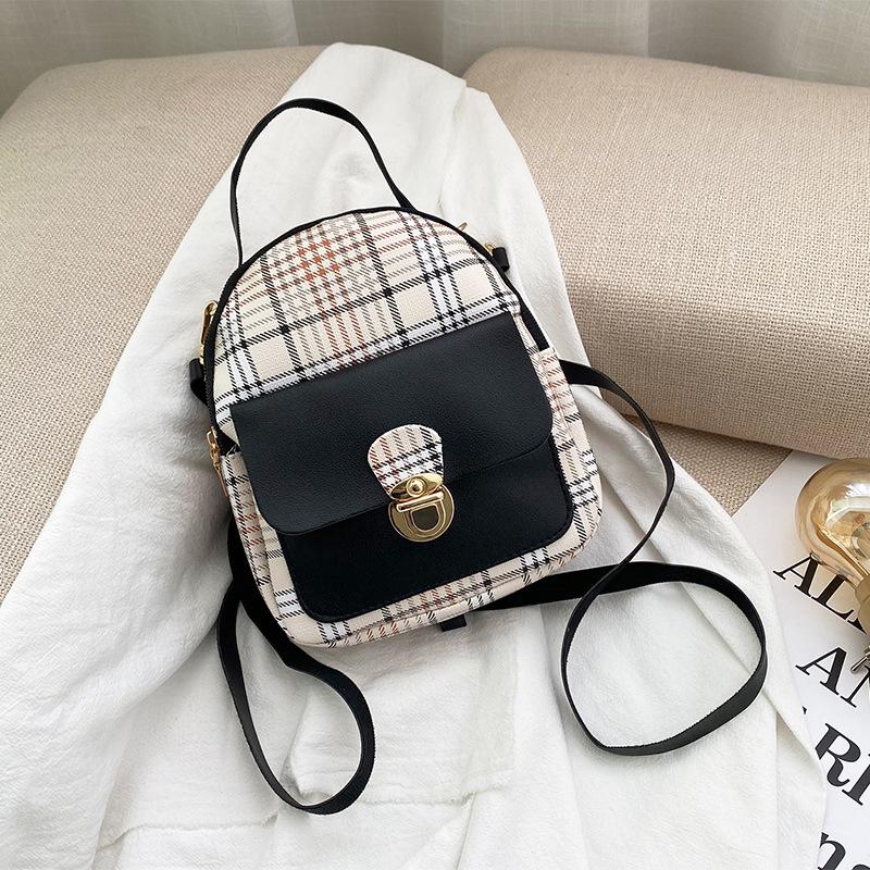 

Женская сумка в клетку с принтом, рюкзак с замком, портативная, через плечо, съемная, контрастная сумка