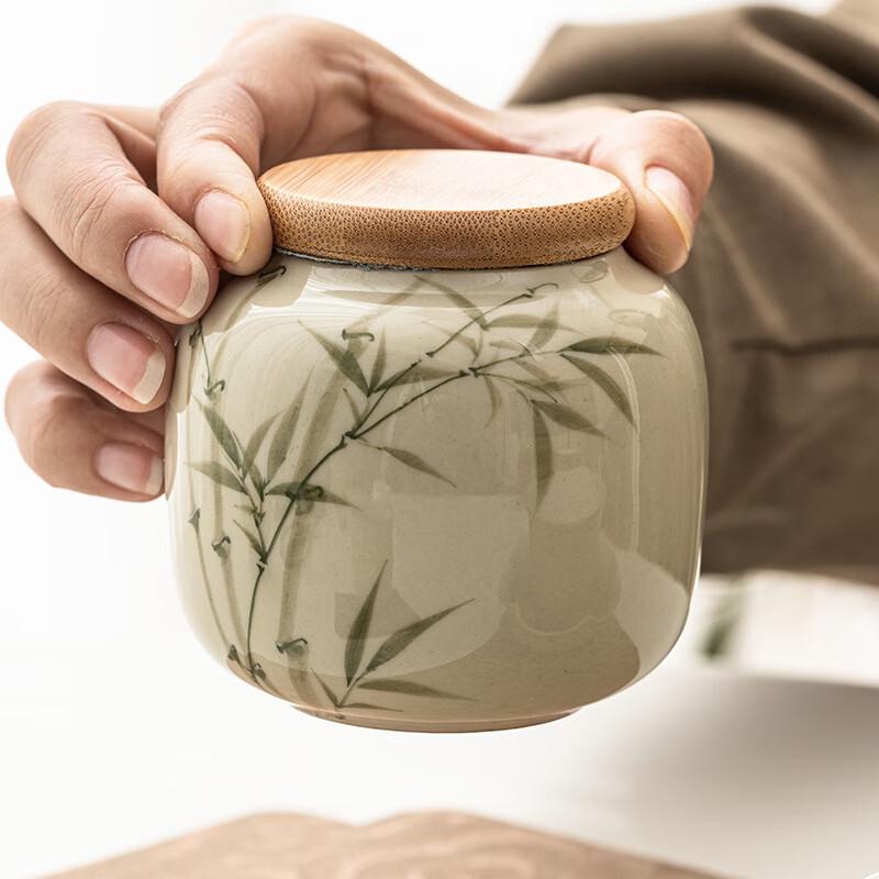 Bamboo Design Ceramic Tea Caddy