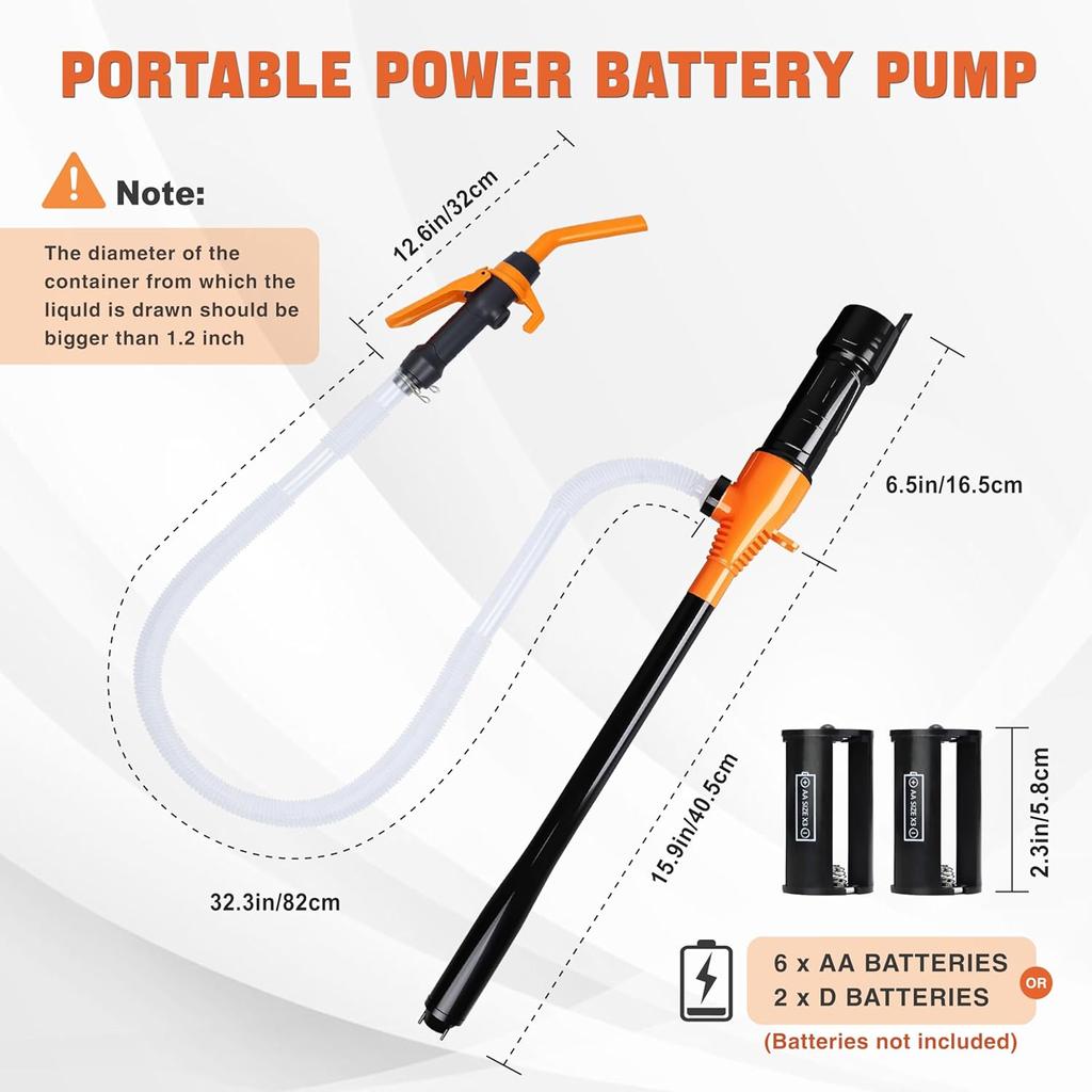 Portable Battery Operated Fuel Transfer Pump,Electric Siphon Pump For Gas,Water, Oil And Diesel Transfer-Orange