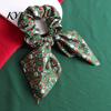 Christmas Hair Scrunchies for Women Girls, Elastic Ponytail Holders with Ribbon Bow, Decorative Wrist Soft Fabric Ties Holiday Party Accessories