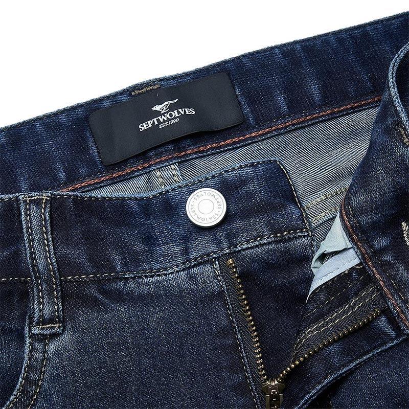 SEPTWOLVES Herren Jeans mit geradem Bein, gewaschen