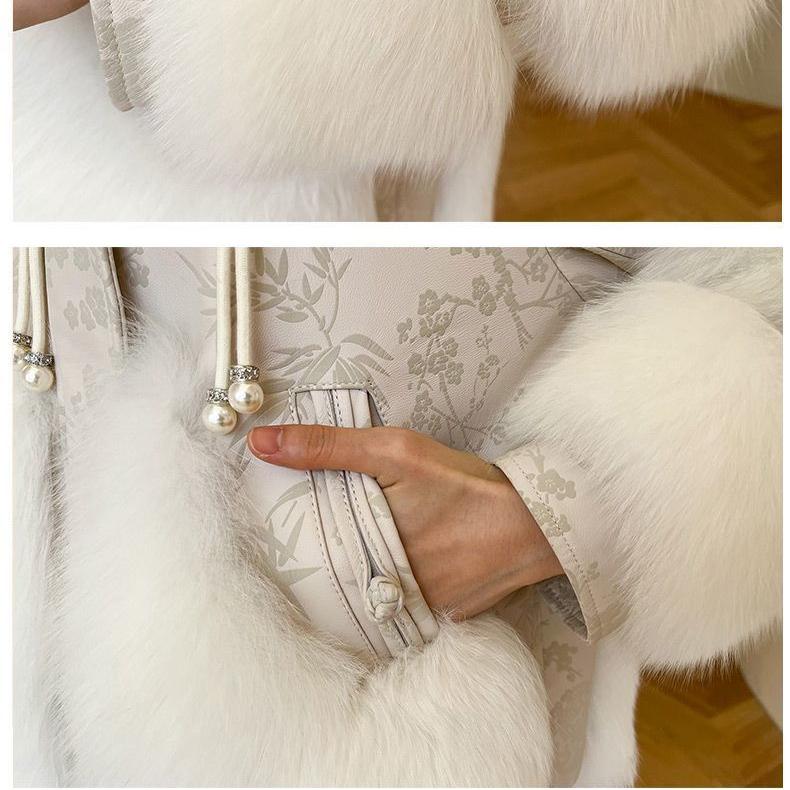 Winter Fashion Thickened Faux Fur Coat Women with Fur Collar Sheepskin Leather Jacket