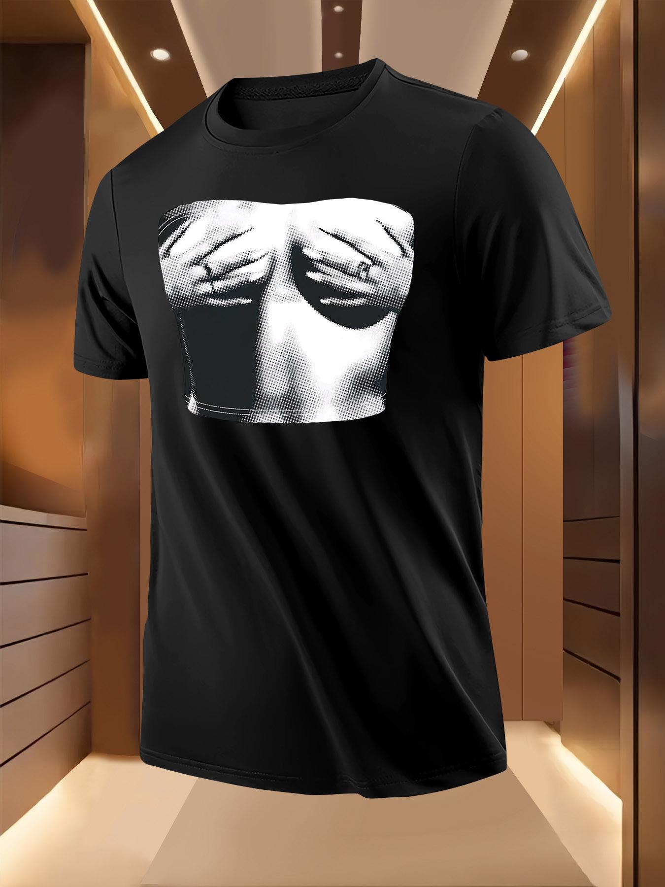 Tshirt with Artistic Double-Hand Chest Print S