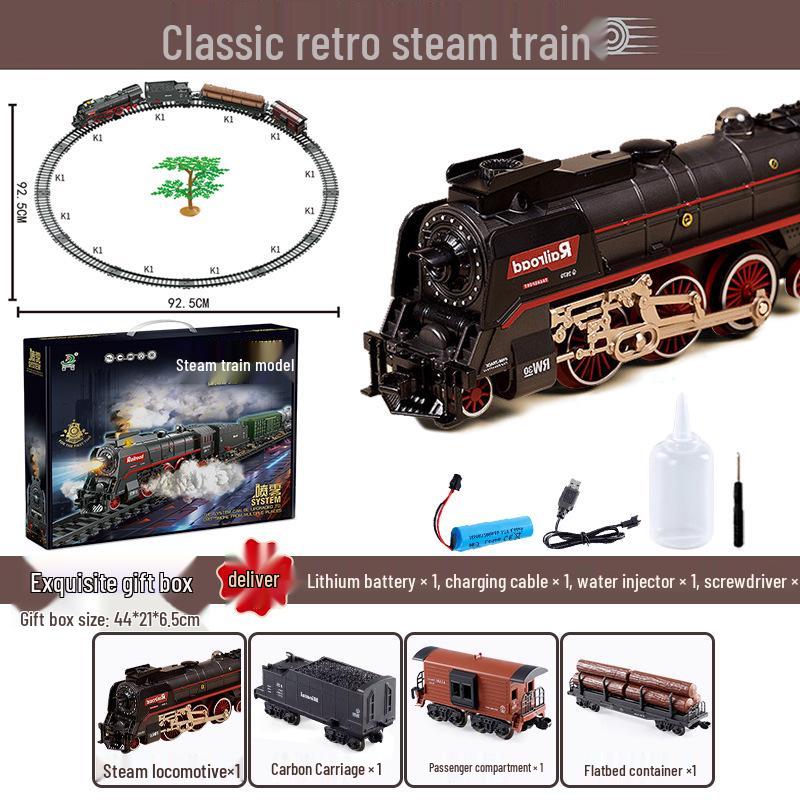 

Детская ретро зеленая электрическая игрушка «Паровоз» с кожаными вагонами 99*216cm