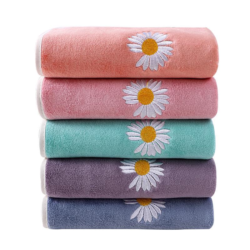 Microfiber Edging Embroidered Towel and Bath Towel Set