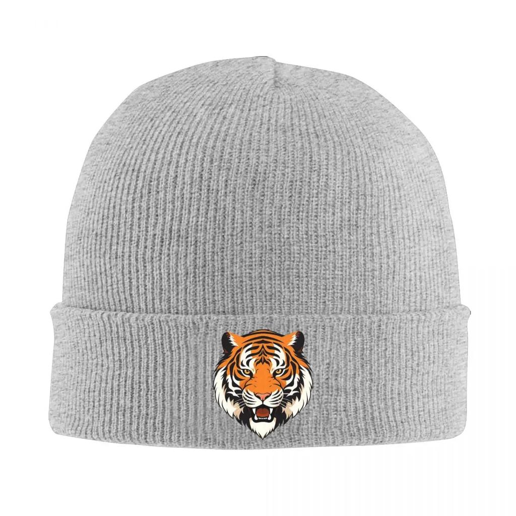 Tiger Head Pattern Warm Knitted Cap Hip Hop Bonnet Hat Autumn Winter Outdoor Beanies Hats for Unisex Women Adult