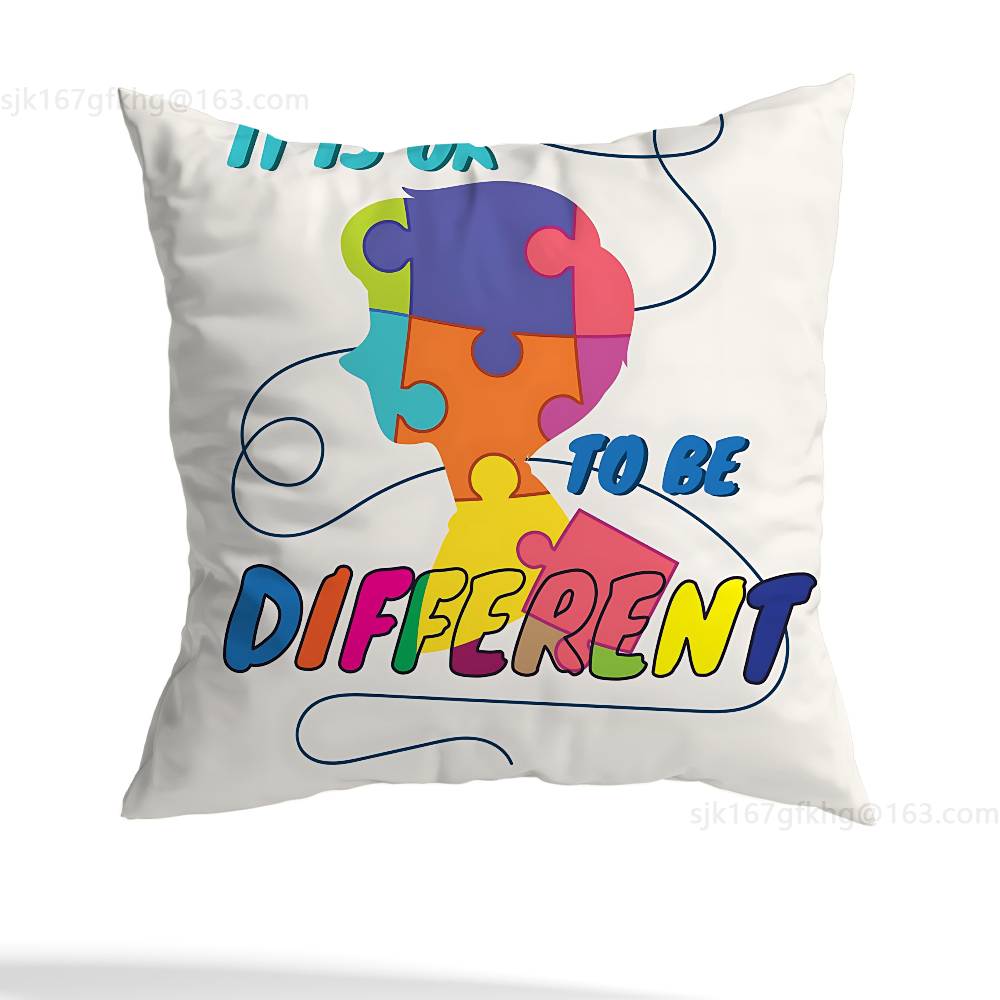 Autism Acceptanc pillowcase casual style decoration, suitable for home decoration (excluding pillow core)