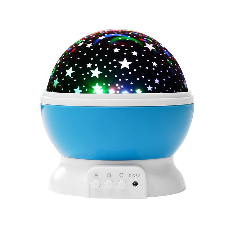 Seven-Color LED Starry Sky Projector Lamp: Small Bedside Night Light with Stars & Moon Atmosphere.