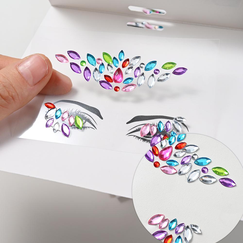 Eco-Friendly Fashion 3D Mermaid Face Gem Crystal Rhinestone Temporary Tattoo Stickers Shiny Glitter for Festival Prom Party