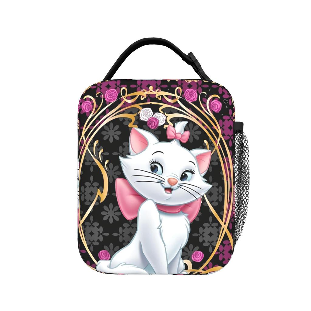 Maries Cat Insulated Lunch Bags Cooler Bag Reusable,Meal Container Cute Kitten Anime Large Tote Lunch Box Food Bag