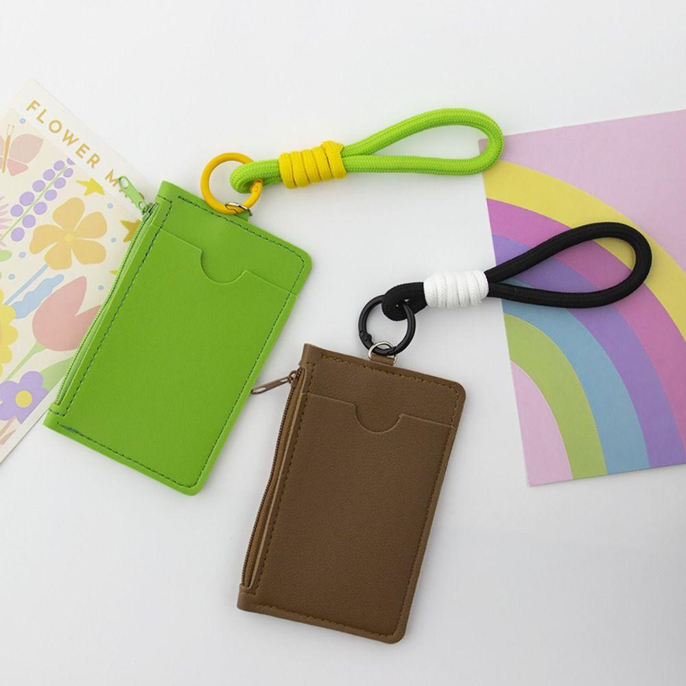 Simple Card & ID Holders PU Leather Card Bag Lightweight Large Capacity Coin Purse Zipper Pocket Pouch Credit Card Case Holders