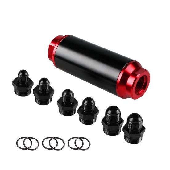 

Aluminum Racing Fuel Filter 44mm/50mm with AN6/AN8/AN10 Fittings 60/100 Micron Filter Universal Engine 44mm