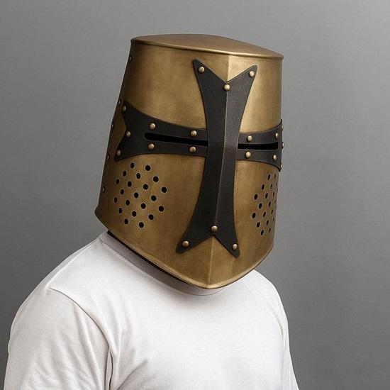 Kreuzritterhelm aus Messing, Ritterhelm, Templer-Cosplay-Helm, Halloween-Geschenk, perfektes Geschenk für ihn