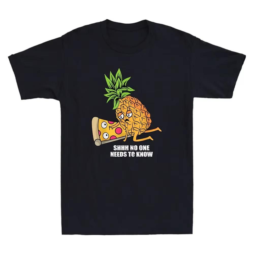 2026 Summer Funny Pineapple Pizza Pun Meme Vintage Short Sleeve Tee For Pizza Lovers Unisex Unisex