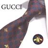 Gucci Necktie with BEE Pattern (7cm) (Navy/Red (GG41)) [Used]