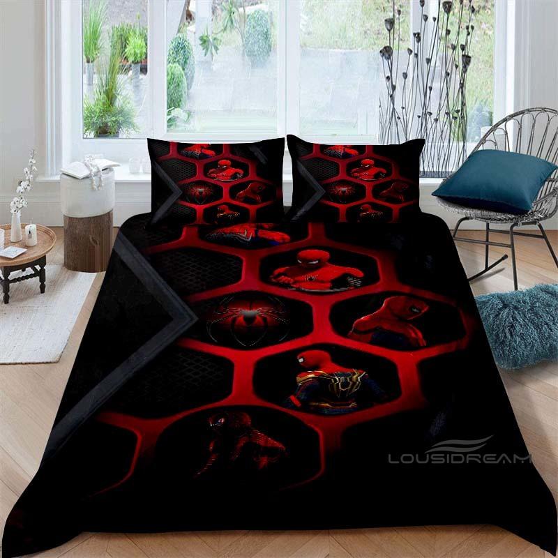Spider-Man 3D printed duvet cover and pillowcase bedding set, available for single, double, king, and queen beds, suitable for