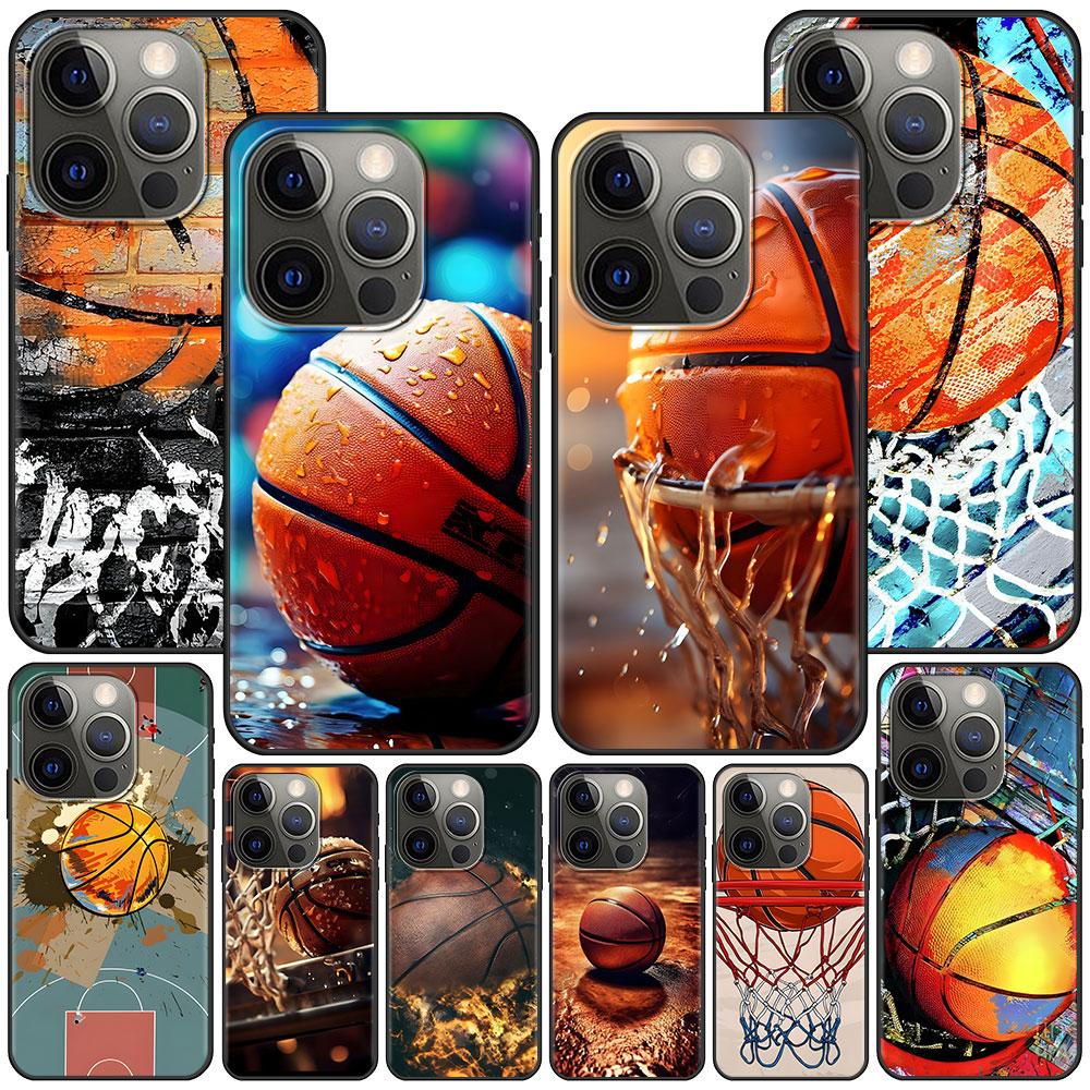 Basketball Basket Sports Case for Apple iPhone 14 11 7 SE 2020 8 X XS 13 12 Mini XR 15 Pro Max Silicone Black Soft Phone Cover