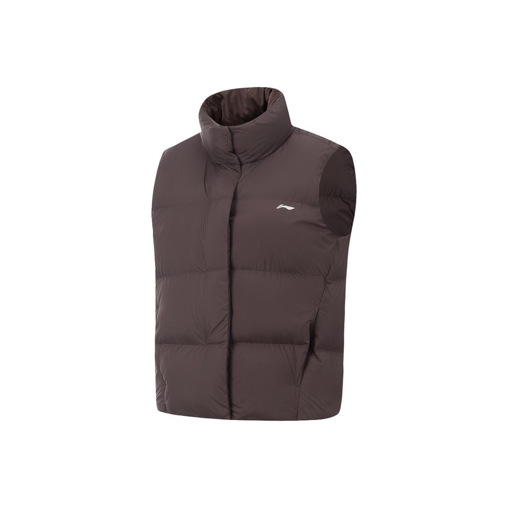 Li Ning Fitness Series Loose Stand Collar Logo Casual Down Vest Women Vests AMRV034-3