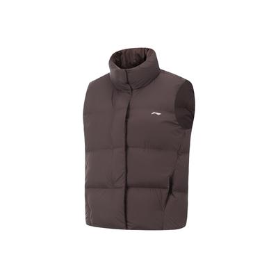 Li Ning Fitness Series Loose Stand Collar Logo Casual Down Vest Women Vests AMRV034-3
