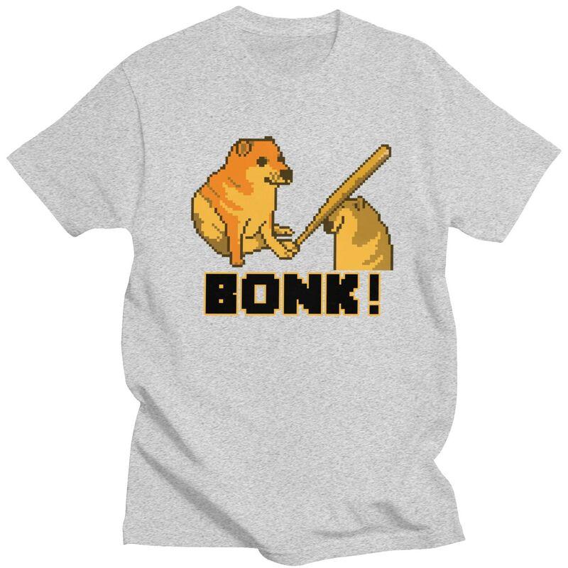 Vlastní Cheems Bonk Meme Pixel Art Trička pro Muže Krátký Rukáv Volnočasové Tričko Shiba Inu Pes Tričko 100% Bavlna Trička Nápad na Dárek