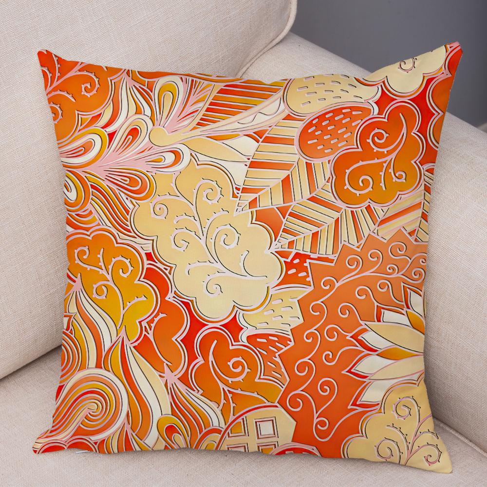 Bright Abstract Bohemian Floral Art Print Household Sofa Bedroom Decoration Pillow Cover Cushion Shell