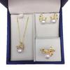 Pearl Set: Freshwater Pearl Pendant, Bow Stud Earrings, and Ring for Women
